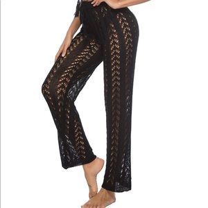 Crochet Net Hollow Out Beach Pants Sexy Swimsuit Cover Up Pants 🍄